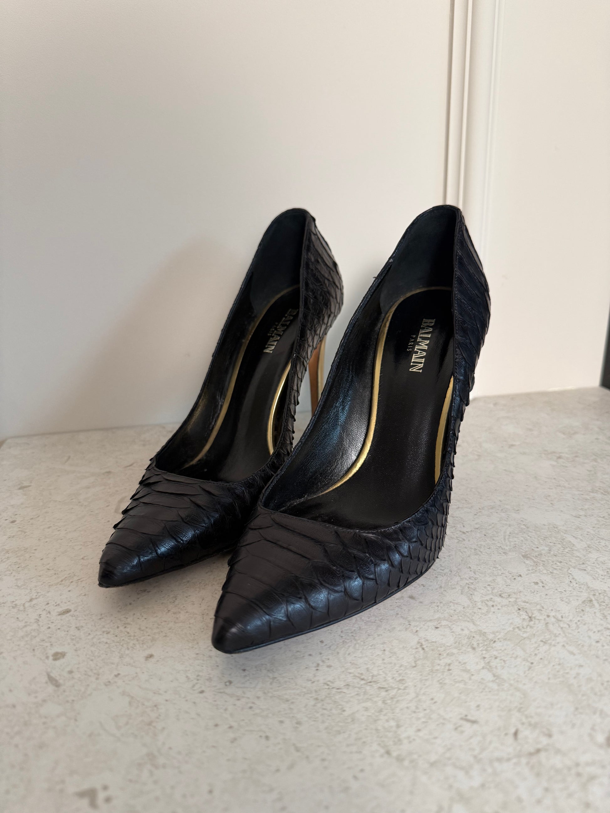 BALMAIN - Snake leather pumps