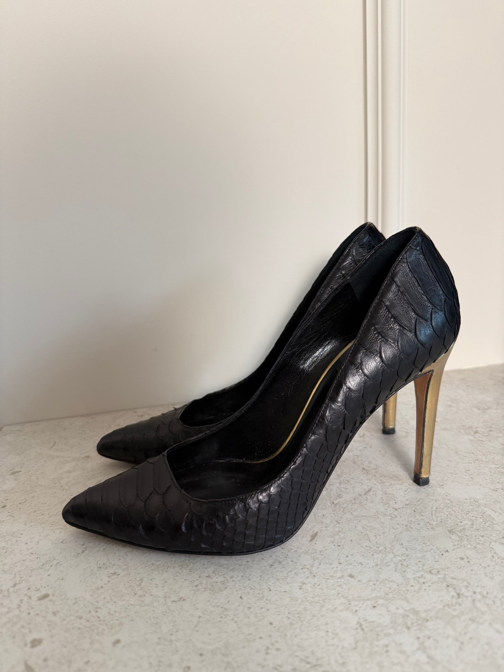 BALMAIN - Snake leather pumps