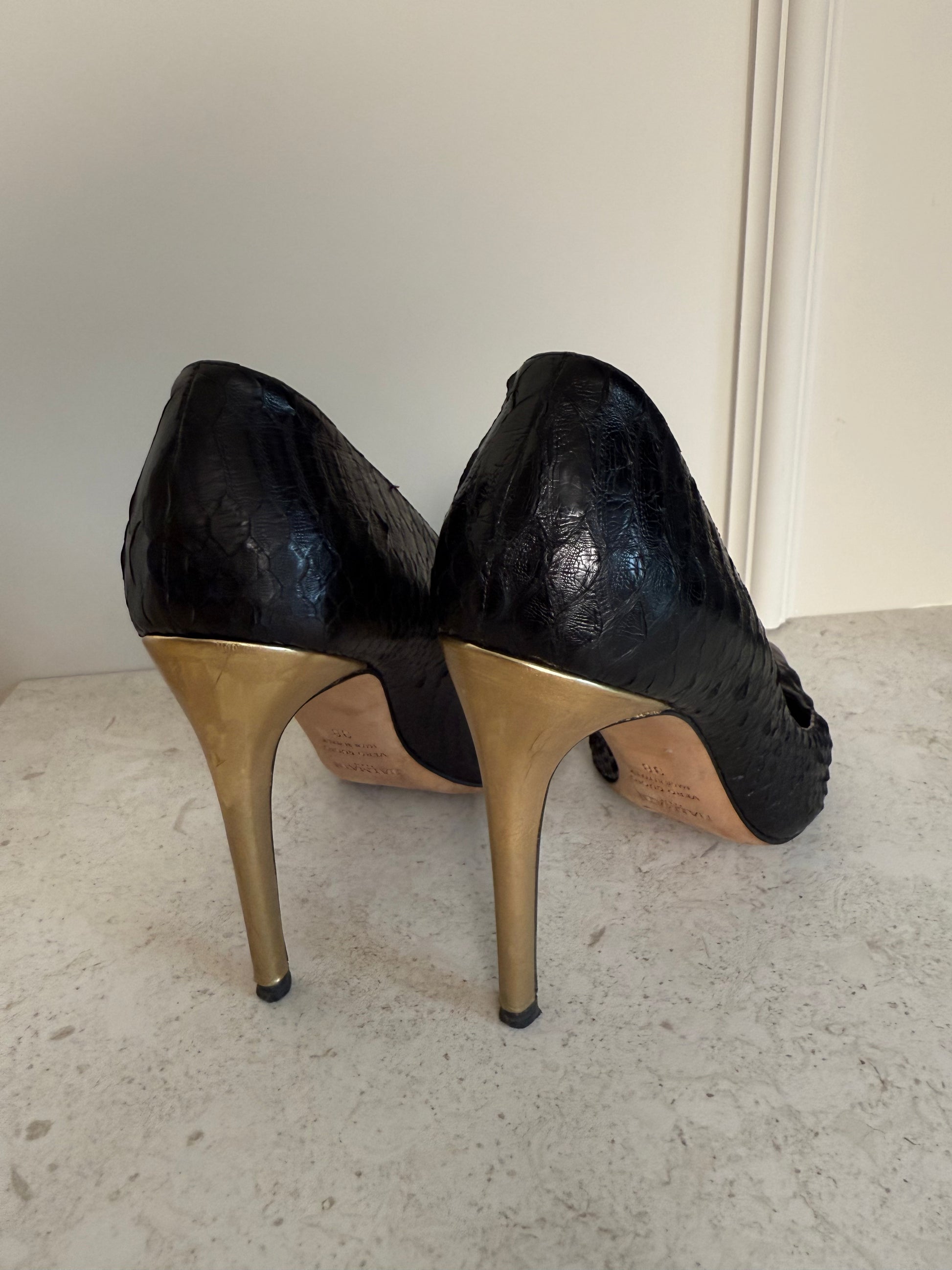 BALMAIN - Snake leather pumps