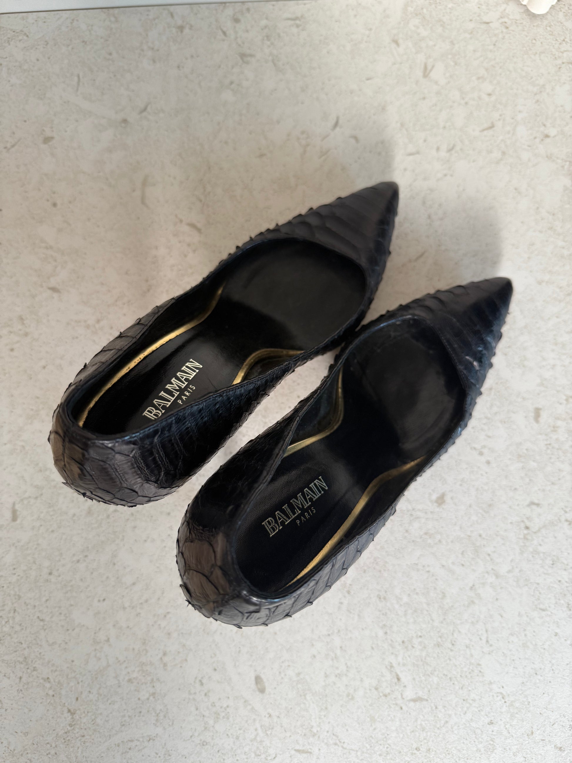 BALMAIN - Snake leather pumps