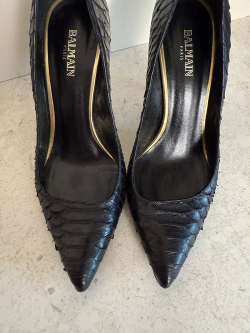 BALMAIN - Snake leather pumps