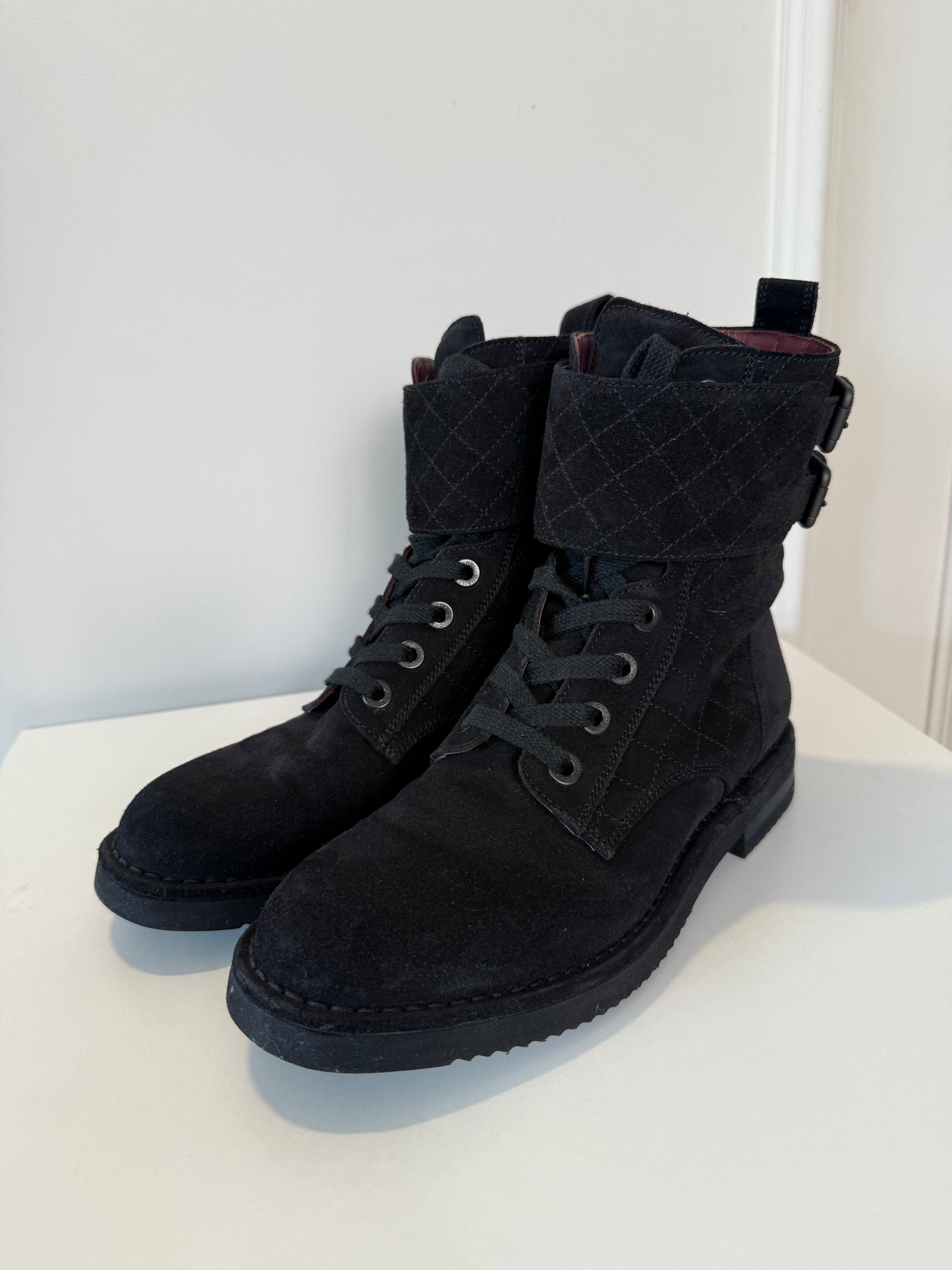 CHANEL - Suede Biker Boots