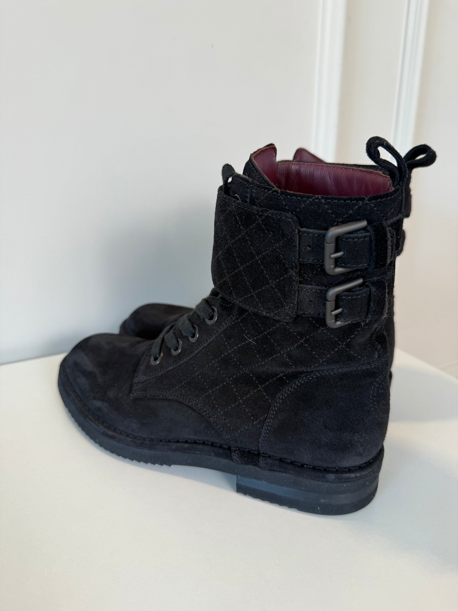 CHANEL - Suede Biker Boots
