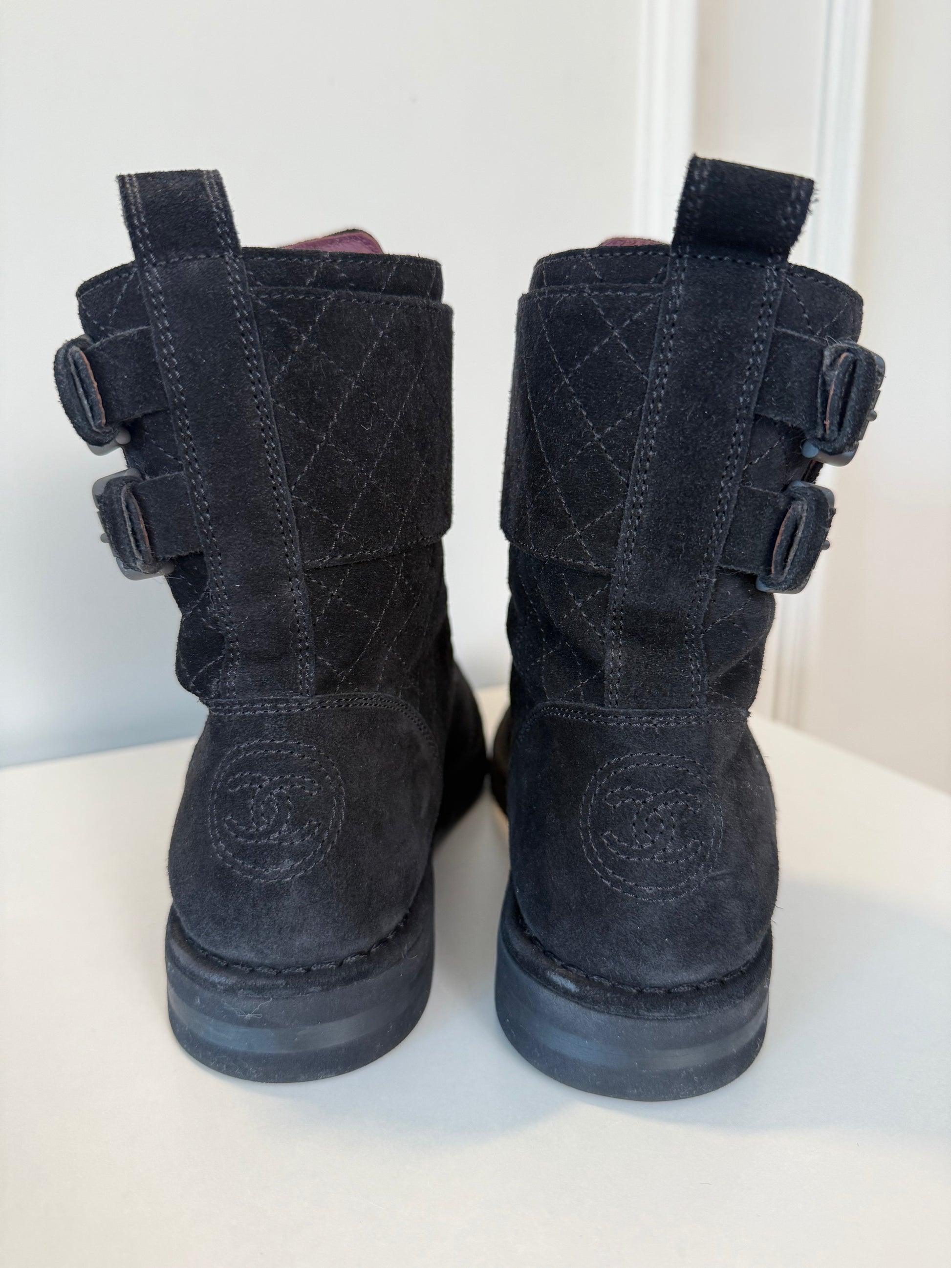 CHANEL - Suede Biker Boots