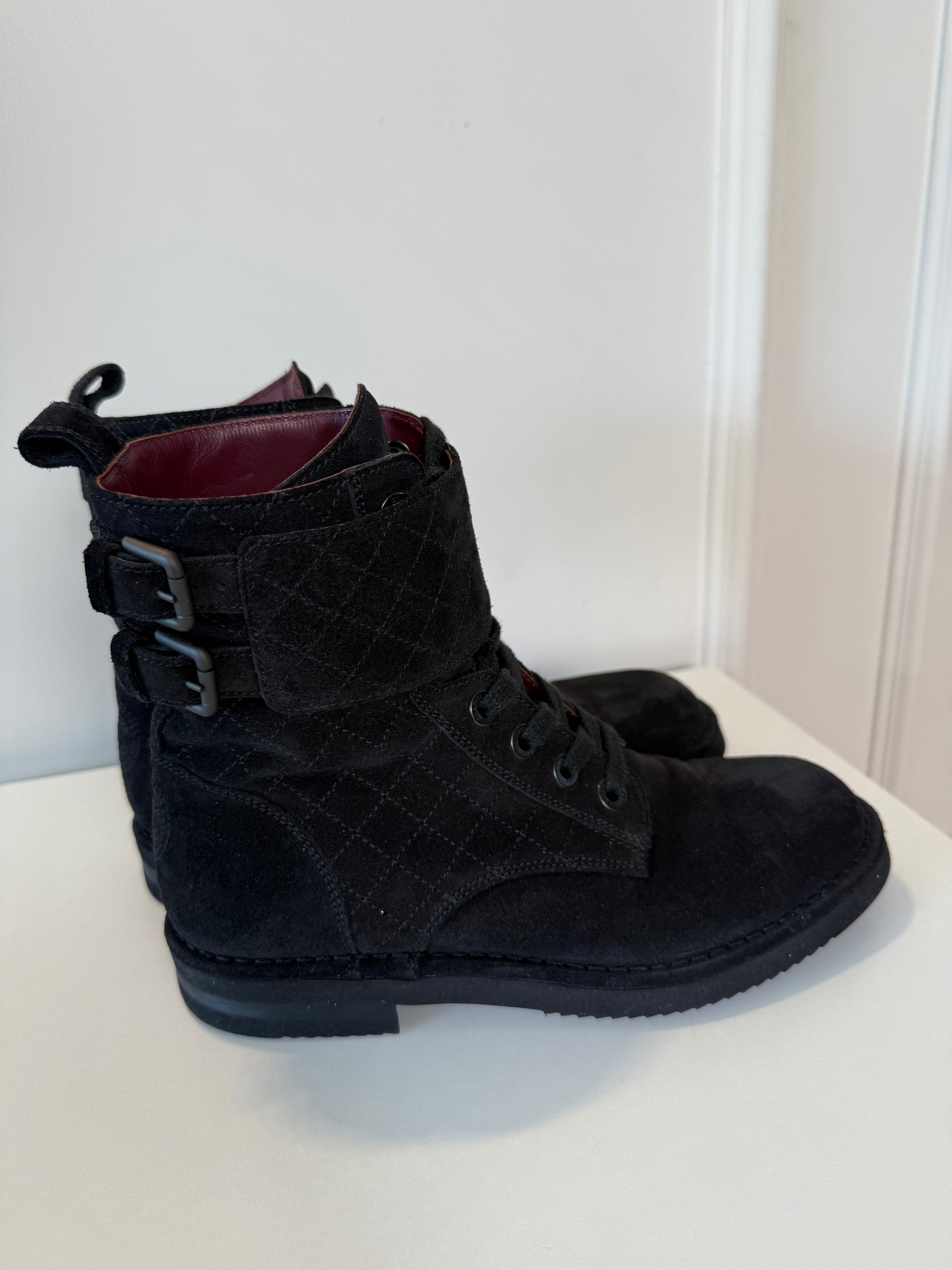 CHANEL - Suede Biker Boots