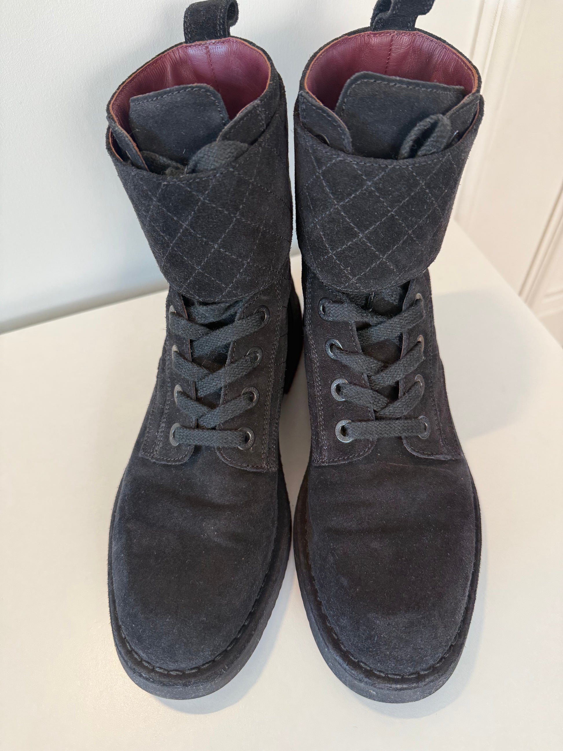 CHANEL - Suede Biker Boots