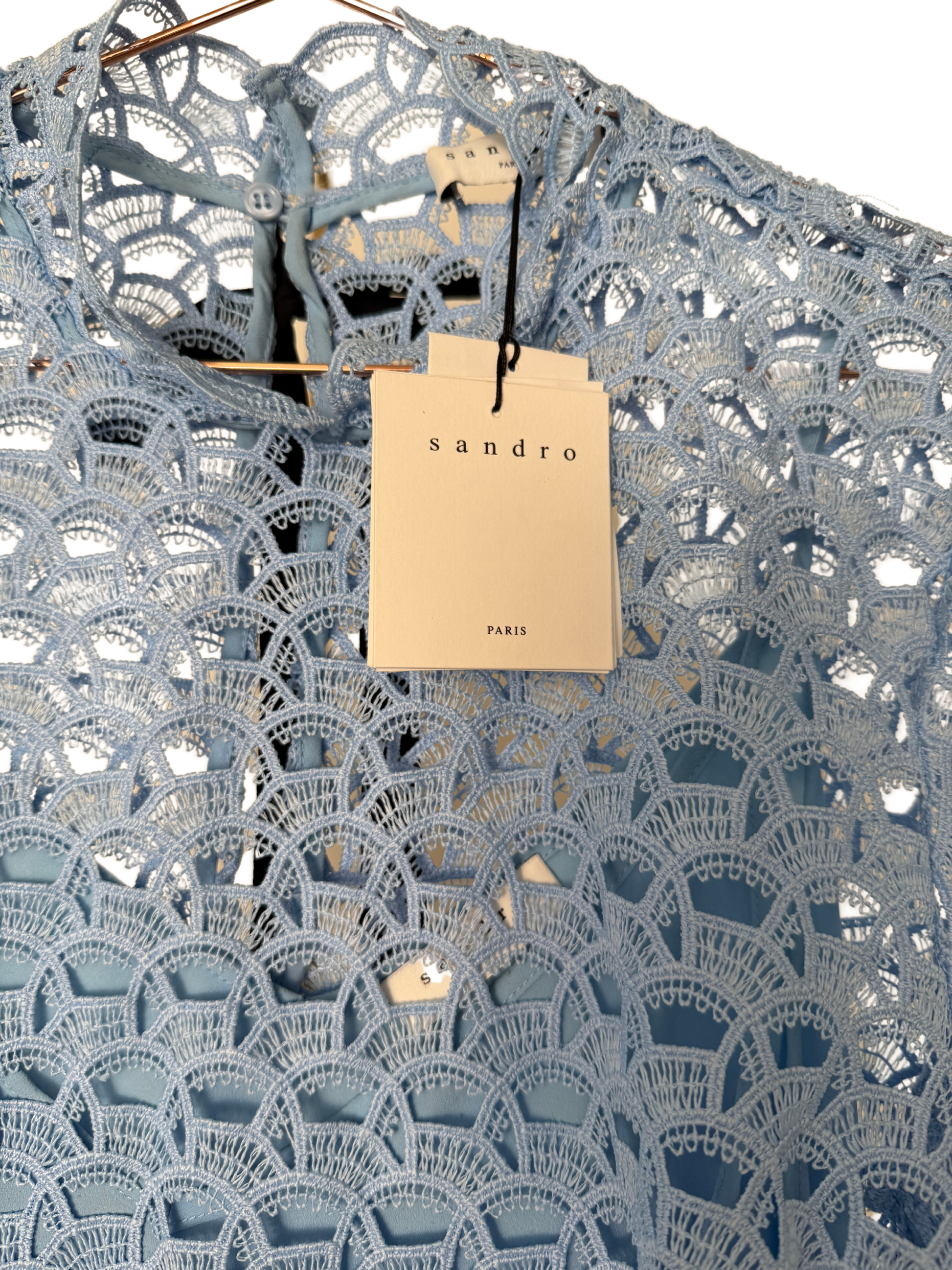 SANDRO - Baby Blue Crochet Dress