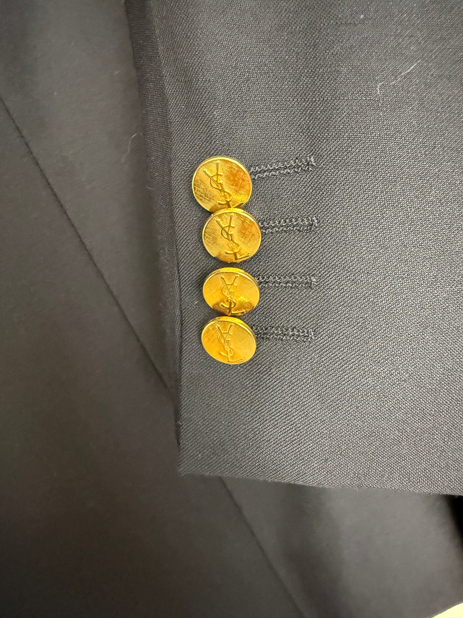 YSL - Navy Blazer Golden Logo Buttons