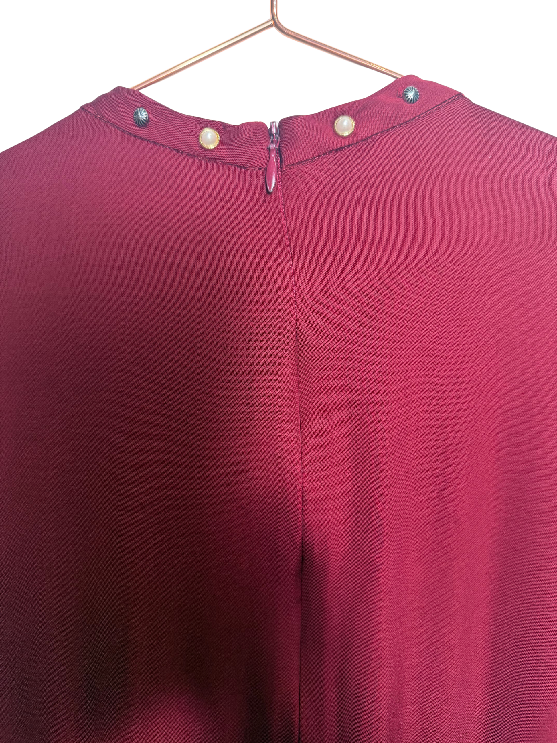 SANDRO - Burgundy Red Satin Dress